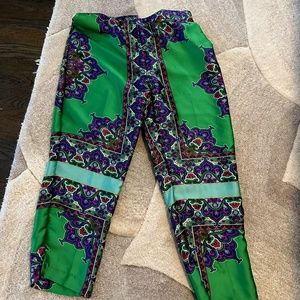 Zara Green and Purple Paisley Dress Trousers
